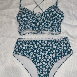 green and white swimsuit